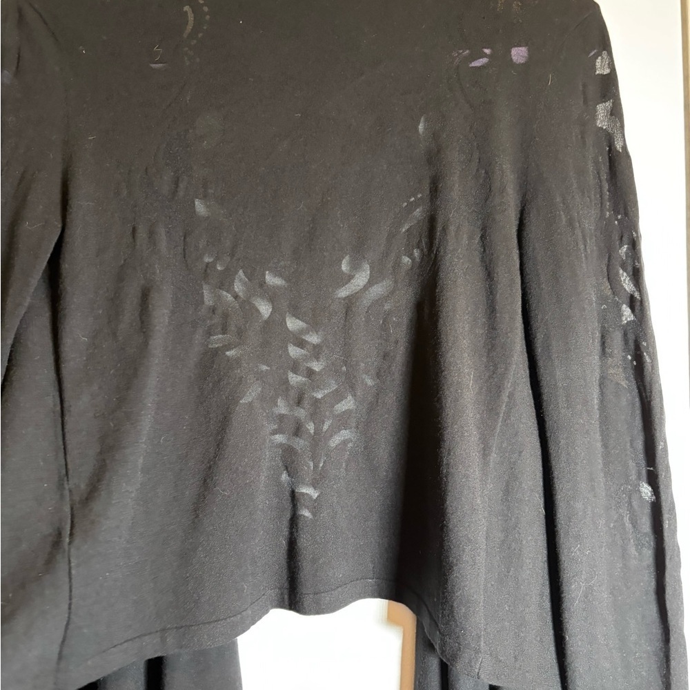 Anne Fontaine Elegant Black Sweater Wrap with Mesh Detail Size 36/S EUC